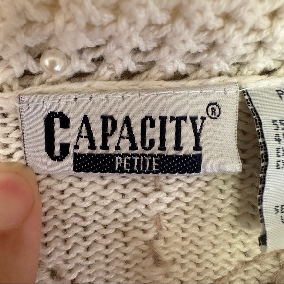 Cottagecore Cardigan Sweater Embroidered Beaded Women PETITE LARGE Pearls Floral - Picture 2 of 14